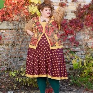 Effie's Heart Burgundy & Yellow Button Dress, size 4x